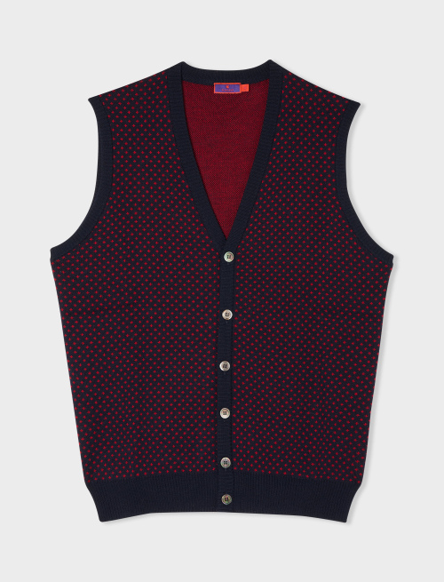 Men's blue virgin wool vest with lily motif - Clothing | Gallo 1927 - Official Online Shop