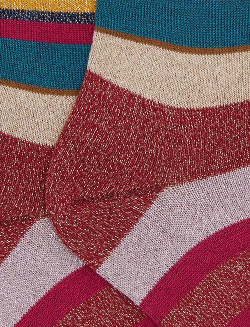 Kids' short red cotton socks with multicoloured glitter stripes - Kid | Gallo 1927 - Official Online Shop