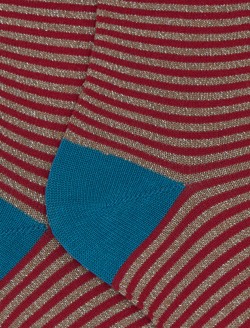 Kids' short beige cotton and glitter socks with Windsor stripes - Kid | Gallo 1927 - Official Online Shop