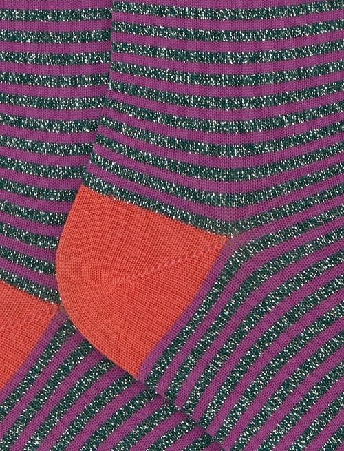 Kids' short green cotton and lurex socks with Windsor stripes - Black Friday Kids | Gallo 1927 - Official Online Shop