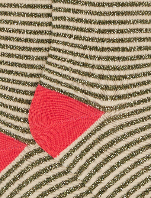 Kids' short moss green cotton and lurex socks with Windsor stripes - Sales | Gallo 1927 - Official Online Shop