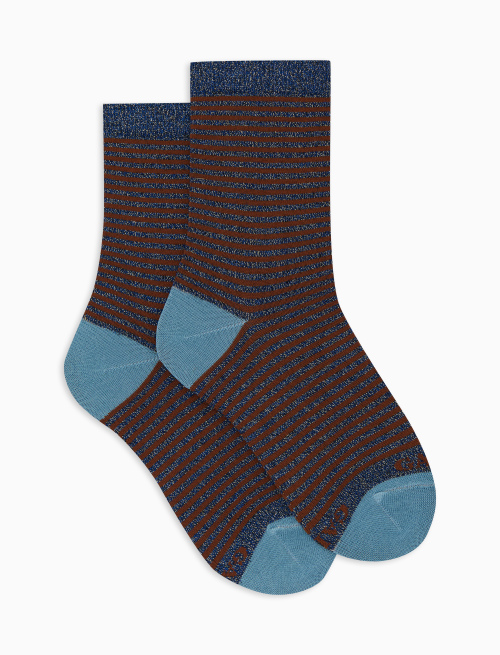 Calze corte bambino cotone blu righe windsor effetto scintillante | Gallo 1927 - Official Online Shop