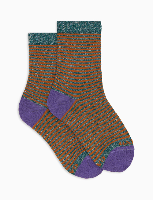Kids' short green cotton and glitter socks with Windsor stripes - Kid | Gallo 1927 - Official Online Shop