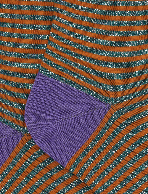 Kids' short green cotton and glitter socks with Windsor stripes - Kid | Gallo 1927 - Official Online Shop