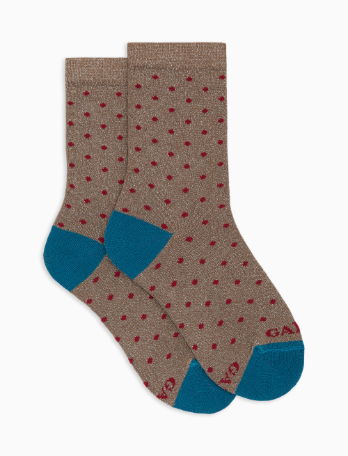 Kids' short beige cotton and glitter socks with polka dots - Kid | Gallo 1927 - Official Online Shop