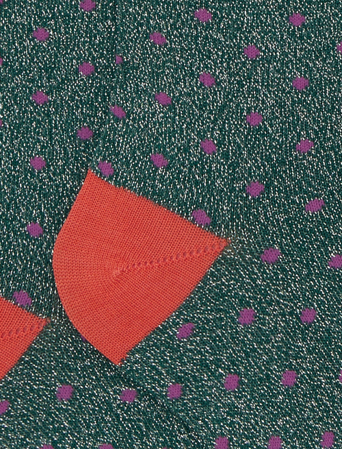 Kids' short green cotton and lurex socks with polka dots - Black Friday Kids | Gallo 1927 - Official Online Shop