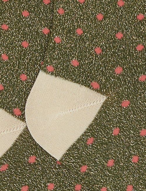 Kids' short moss green cotton and lurex socks with polka dots - Sales | Gallo 1927 - Official Online Shop