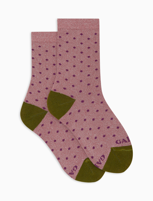 Kids' short pink cotton and glitter socks with polka dots - Pois | Gallo 1927 - Official Online Shop