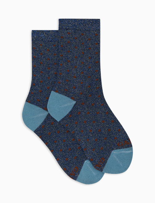 Kids' short blue cotton and glitter socks with polka dots - Pois | Gallo 1927 - Official Online Shop