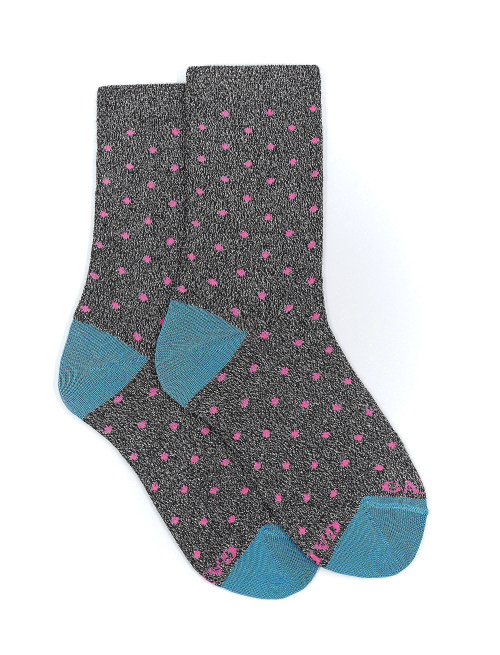 Kids' short black cotton and lurex socks with polka dots - Kid | Gallo 1927 - Official Online Shop