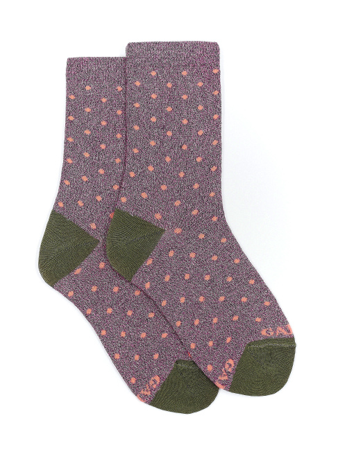 Kids' short pink cotton and lurex socks with polka dots - Socks | Gallo 1927 - Official Online Shop