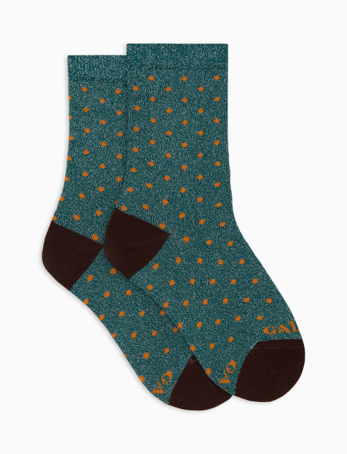 Kids' short green cotton and glitter socks with polka dots - Kid | Gallo 1927 - Official Online Shop