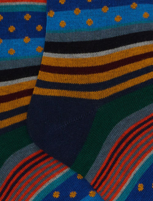 Kids' long blue cotton socks with stripes and polka dots - Black Friday Kids | Gallo 1927 - Official Online Shop