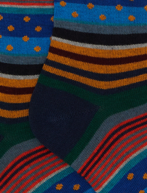 Kids' short blue cotton socks with stripes and polka dots - Black Friday Kids | Gallo 1927 - Official Online Shop
