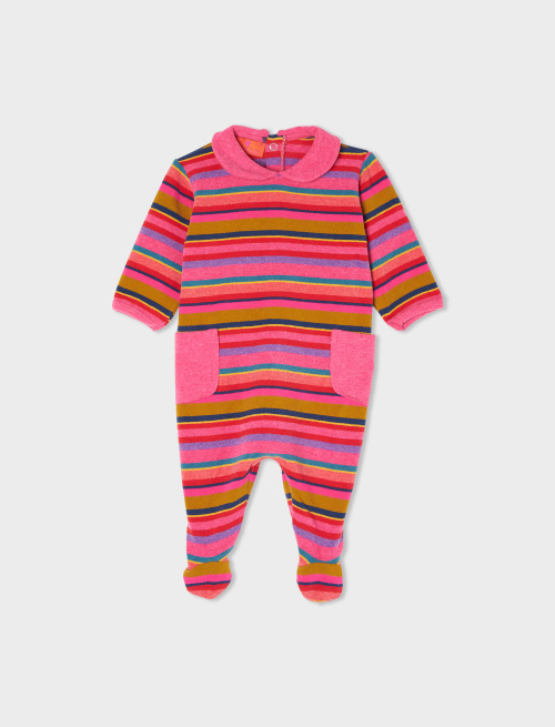 Kids erica fleece romper with back opening, multicoloured stripes and contrasting details - Clothing | Gallo 1927 - Official Online Shop