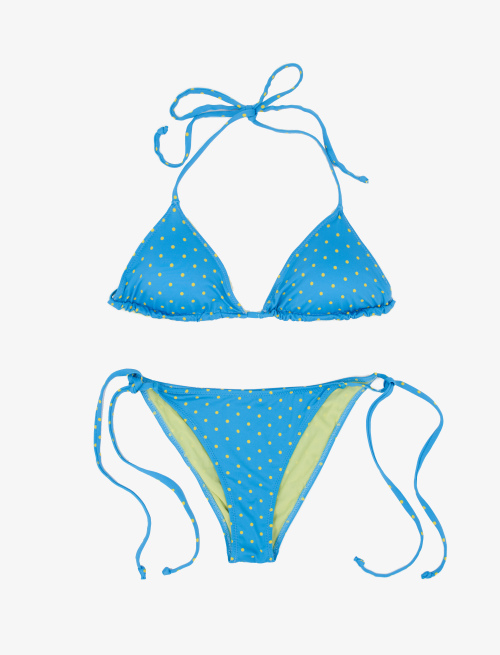 Women's topaz polyamide triangle bikini with polka dot pattern - Beachwear | Gallo 1927 - Official Online Shop