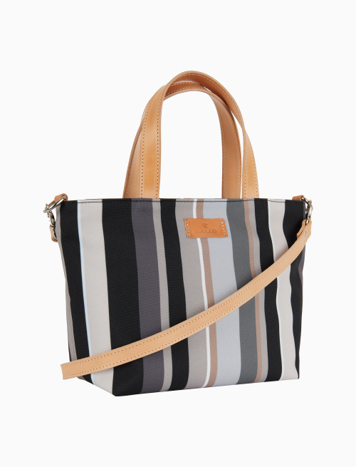 Women's small black shopper bag with multicoloured stripes - Bags | Gallo 1927 - Official Online Shop