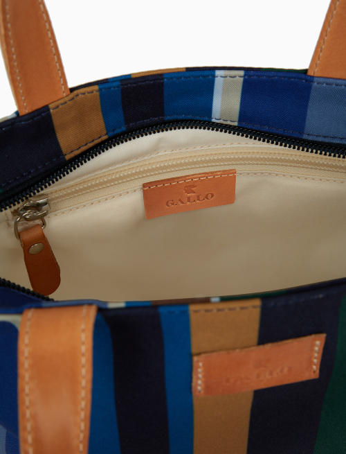 Women's small blue shopper bag with multicoloured stripes - Small Leather goods | Gallo 1927 - Official Online Shop