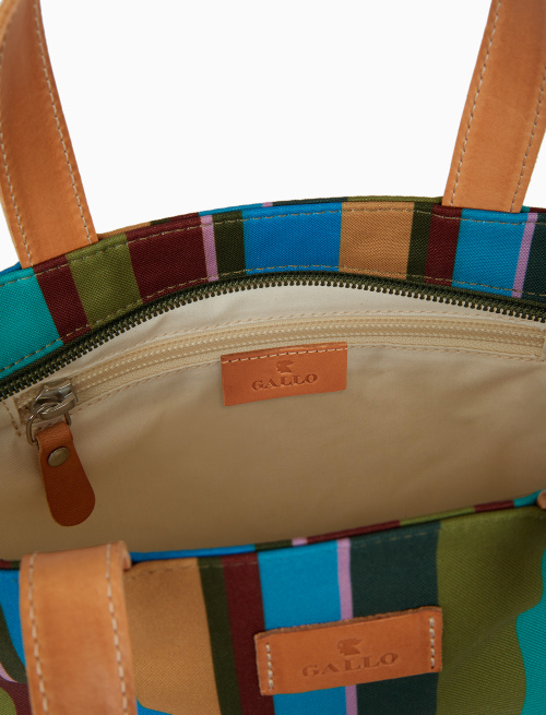 Women's small green shopper bag with multicoloured stripes - Small Leather goods | Gallo 1927 - Official Online Shop