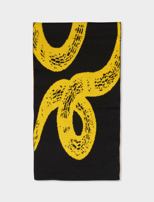Unisex black wool scarf with snake motif - Accessories | Gallo 1927 - Official Online Shop