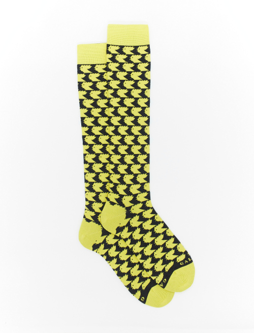 Men's long slate grey light cotton socks with two-tone hen motif - Socks | Gallo 1927 - Official Online Shop