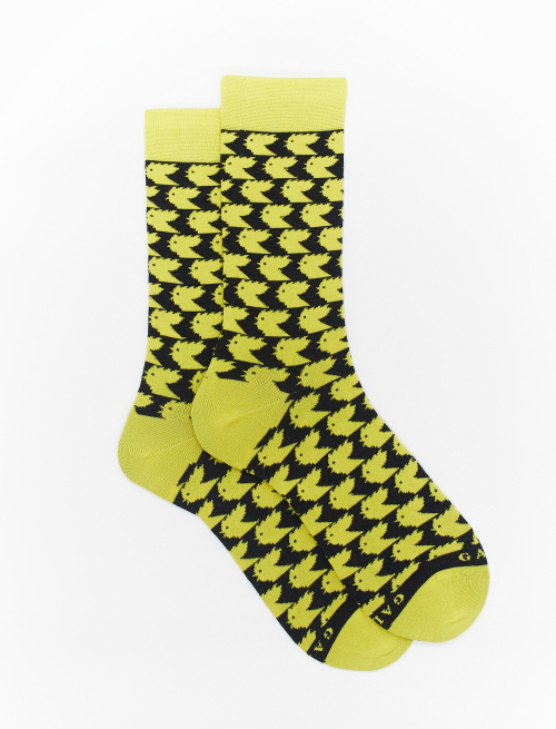 Men's short slate grey light cotton socks with two-tone hen motif - Socks | Gallo 1927 - Official Online Shop