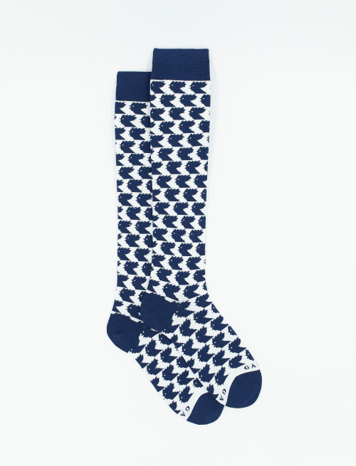 Women's long two-tone light cotton socks with chicken motif, white - Woman | Gallo 1927 - Official Online Shop