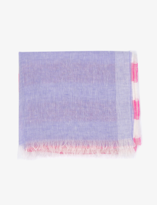 Unisex fuchsia linen scarf with tricolour stripes - Accessories | Gallo 1927 - Official Online Shop