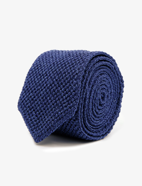 Men's tie in plain, lapis-lazuli mélange blue silk - past season 51 | Gallo 1927 - Official Online Shop