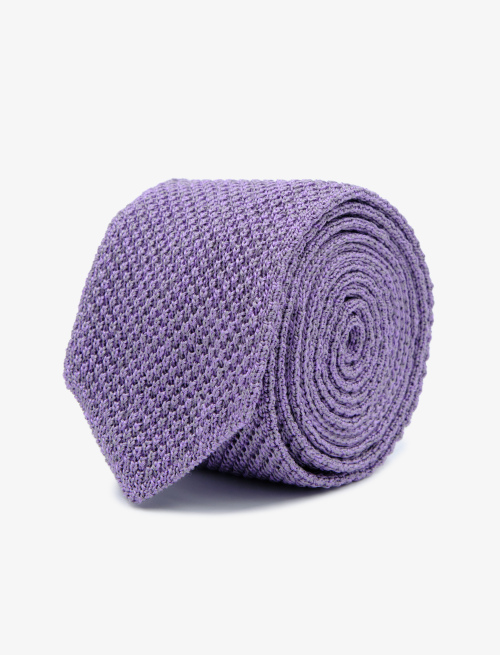 Men's tie in plain, mélange passionflower purple silk - Accessories | Gallo 1927 - Official Online Shop