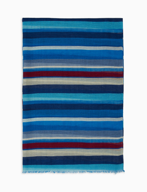 Sciarpa unisex cotone, viscosa e lino blu royal righe multicolor - Sciarpe | Gallo 1927 - Official Online Shop