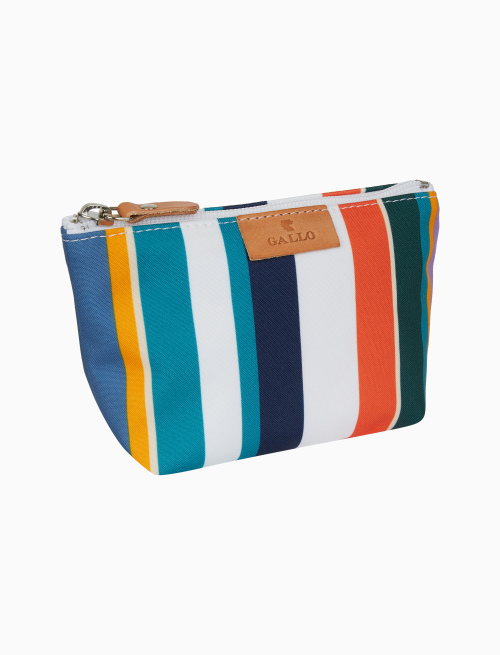 Unisex white A-shape mini case with multicoloured stripes - Small Leather Goods | Gallo 1927 - Official Online Shop