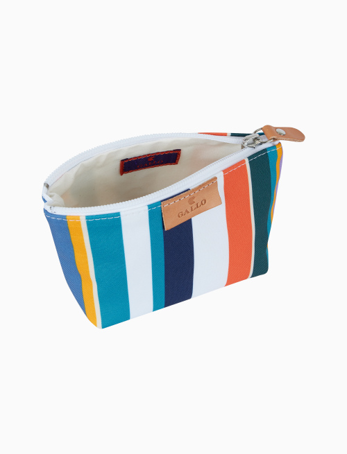 Unisex white A-shape mini case with multicoloured stripes - Small leather goods | Gallo 1927 - Official Online Shop