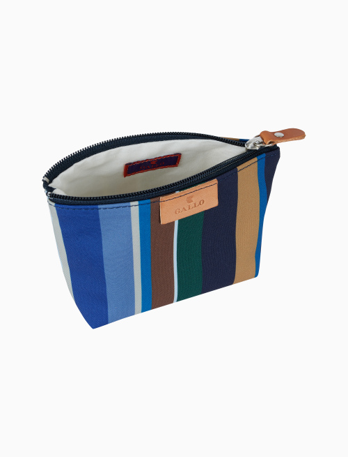 Unisex blue A-shape mini case with multicoloured stripes - Small leather goods | Gallo 1927 - Official Online Shop
