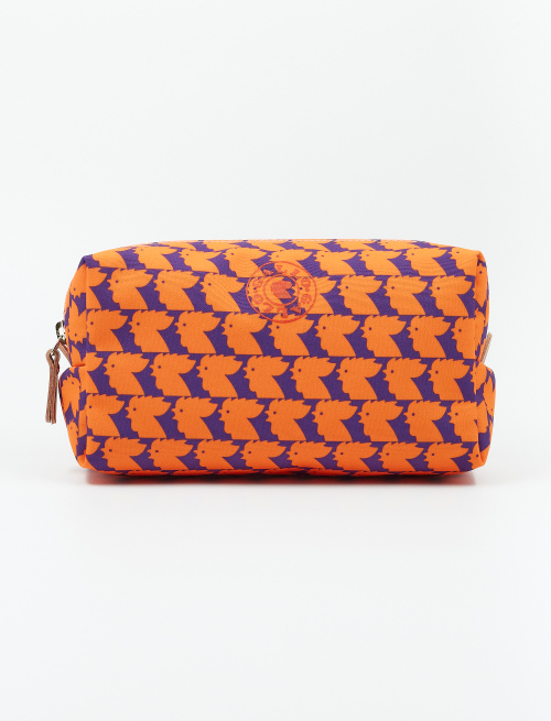 Unisex bowler clutch in plum polyester with two-tone hen motif - Small Leather goods | Gallo 1927 - Official Online Shop