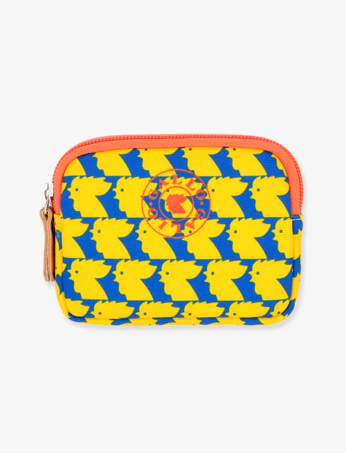 Unisex small cobalt blue polyester pouch with two-tone chicken motif - Small Leather goods | Gallo 1927 - Official Online Shop