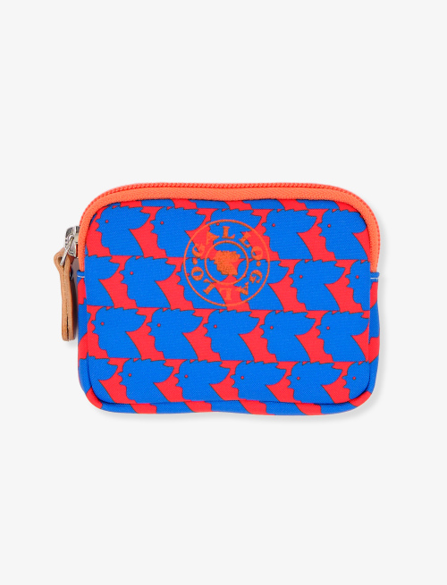 Unisex small poppy polyester pouch with two-tone chicken motif - Small Leather goods | Gallo 1927 - Official Online Shop