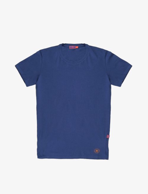 Unisex plain topaz blue cotton T-shirt with crew neck - Clothing | Gallo 1927 - Official Online Shop