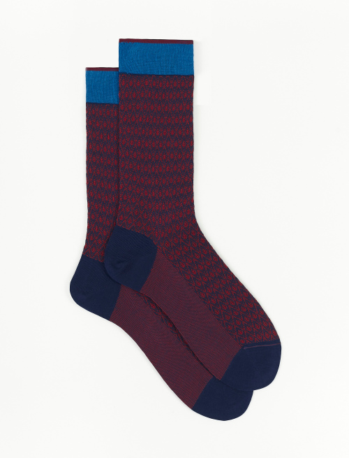 Men's short royal blue cotton socks with small diamonds - Man | Gallo 1927 - Official Online Shop