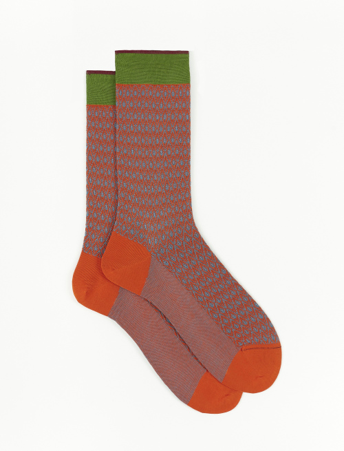 Men's short pumpkin cotton socks with small diamonds - Socks | Gallo 1927 - Official Online Shop