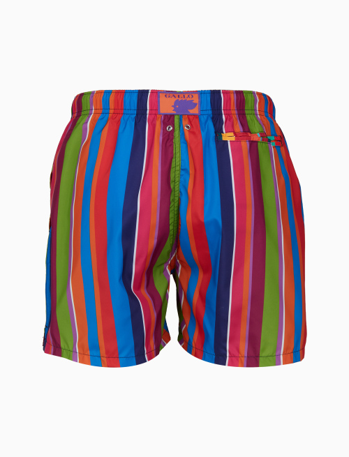 Men's light blue swimming shorts with multicoloured stripes - Beachwear | Gallo 1927 - Official Online Shop