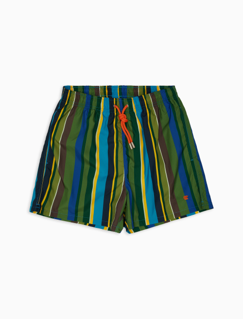 Men's cactus polyester swimming shorts with multicoloured stripes - Beachwear | Gallo 1927 - Official Online Shop