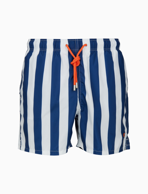 Men's blue swimming shorts with two-tone stripes - Beachwear | Gallo 1927 - Official Online Shop