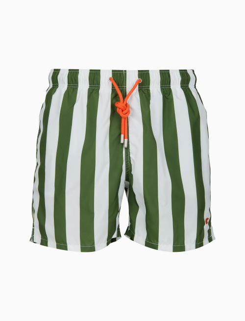Men's green swimming shorts with two-tone stripes - Bicolor | Gallo 1927 - Official Online Shop