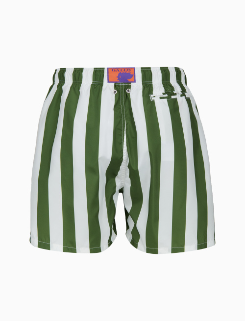 Men's green swimming shorts with two-tone stripes - Beachwear | Gallo 1927 - Official Online Shop