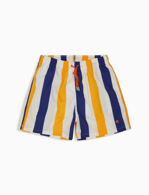 Men's dark blue polyester swimming shorts with tricolour stripes - Swimwear | Gallo 1927 - Official Online Shop