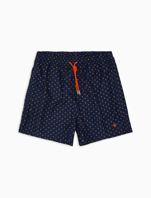 Men's royal blue polyester swimming shorts with polka dots - Beachwear | Gallo 1927 - Official Online Shop
