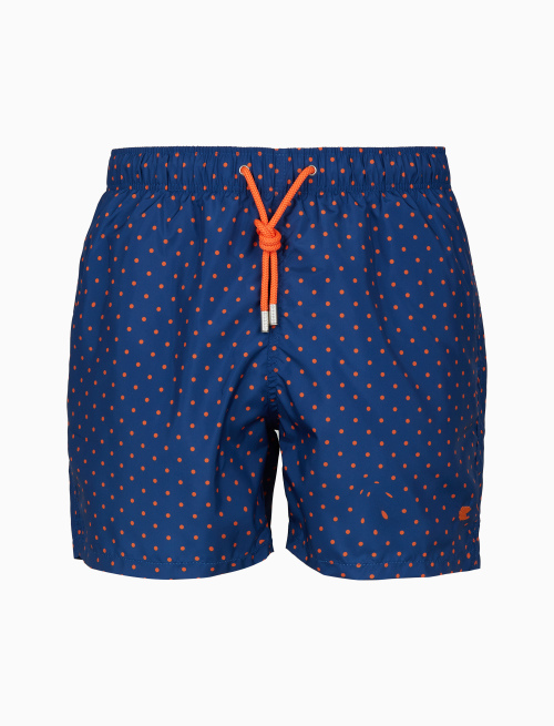 Men's blue swimming shorts with polka dot pattern - Beachwear | Gallo 1927 - Official Online Shop