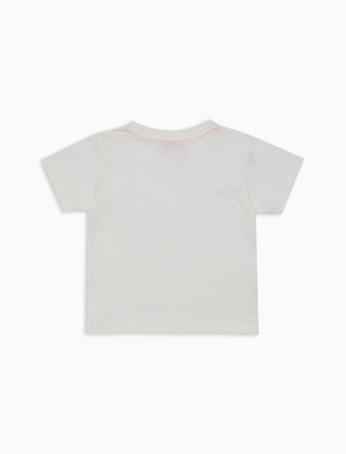 T-shirt bambino cotone tinta unita con taschino righe multicolor bianco - Abbigliamento Bambina | Gallo 1927 - Official Online Shop