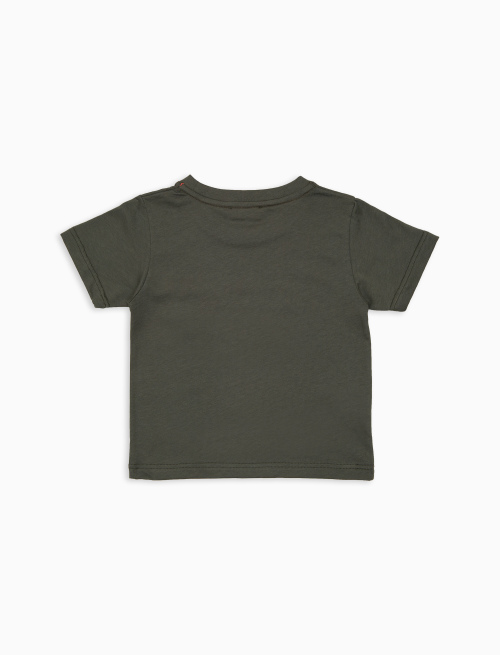 T-shirt bambino cotone tinta unita con taschino righe multicolor verde - Abbigliamento Bambina | Gallo 1927 - Official Online Shop